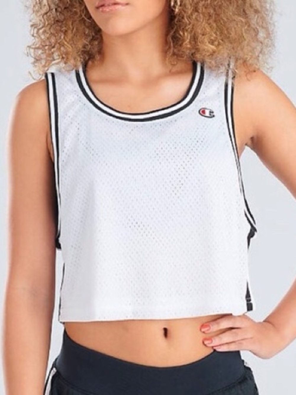 Champion Women’s White Reversible Mesh Cropped Tank Top Size XL